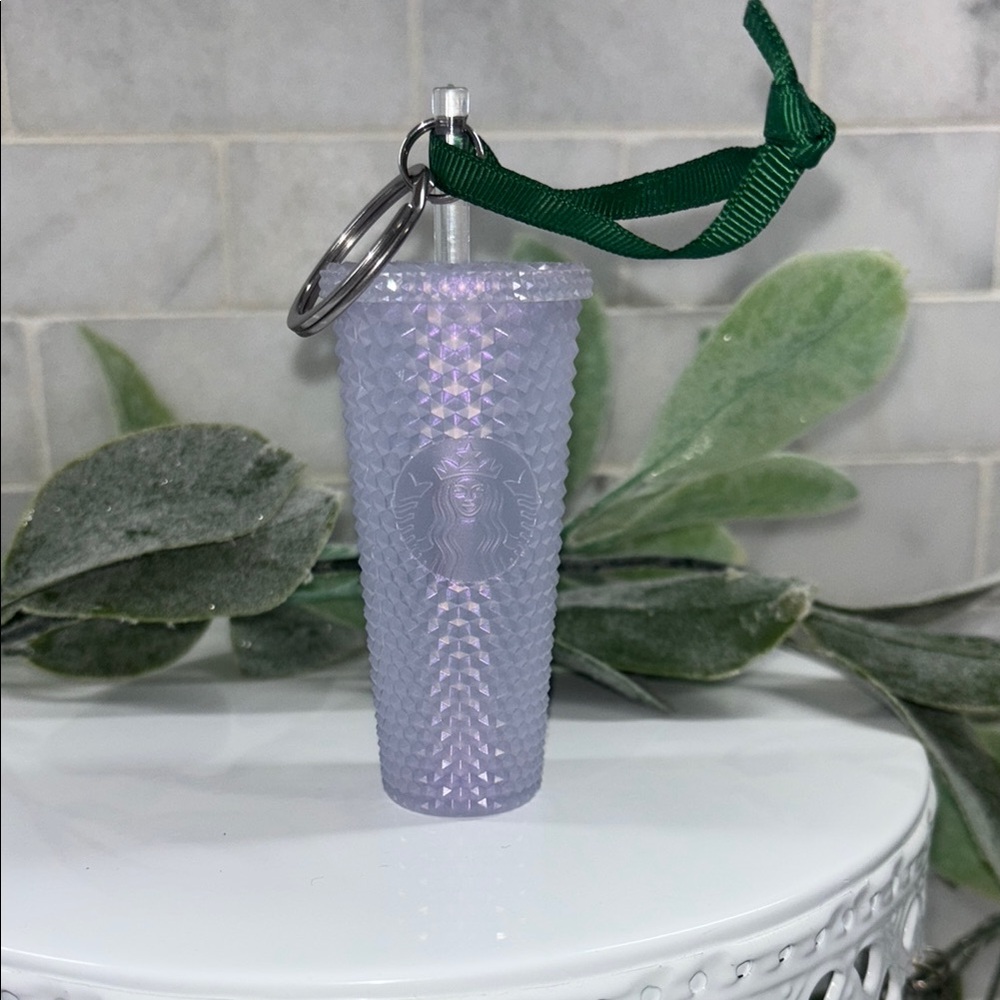 Starbucks Studded Icy White/Lilac Holiday Keychain Ornament